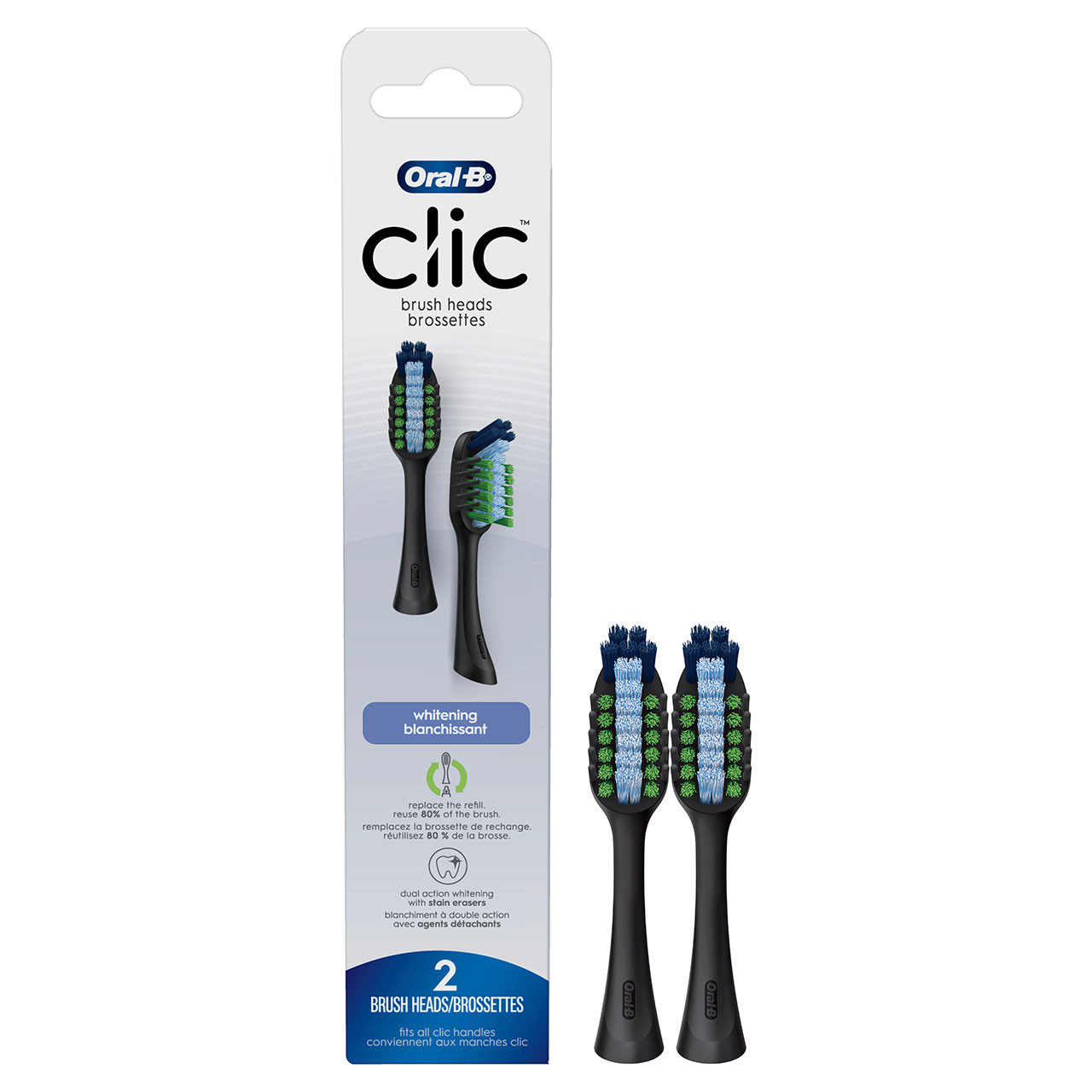 Oral-B Clic Toothbrush Whitening Replacement Brush Heads Zubehör Schwarz | CH_OB99184